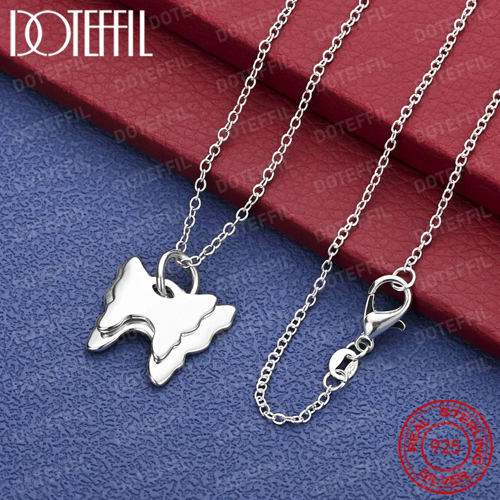 

925 Sterling Silver Exquisite Double-Layer Butterfly Pendant Necklace for Women, Fashionable Wedding Party Accessories
