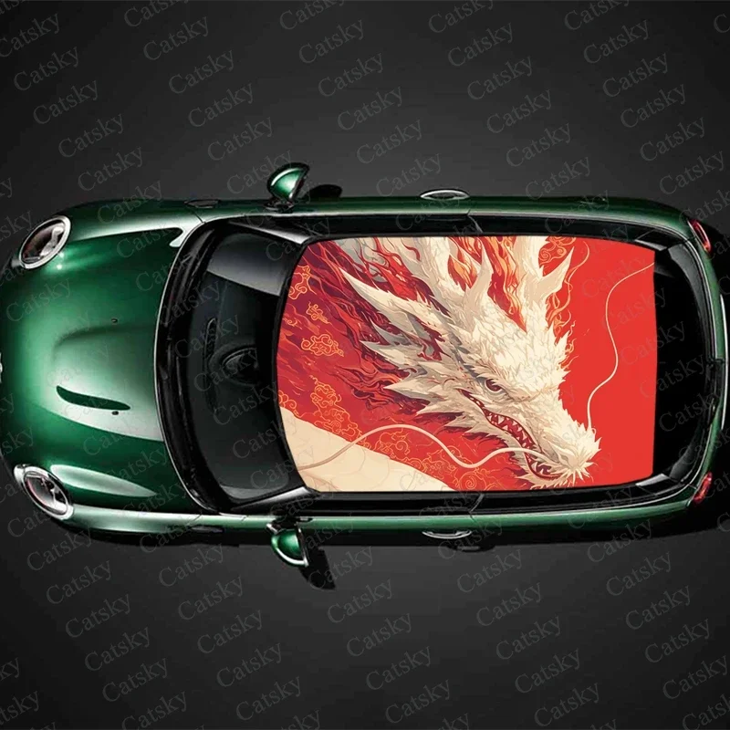 Angry Dragon Painting Car Roof Sticker Wrap Racing SUV Accessories Packaging Painted PVC Custom Car Graphic Decal