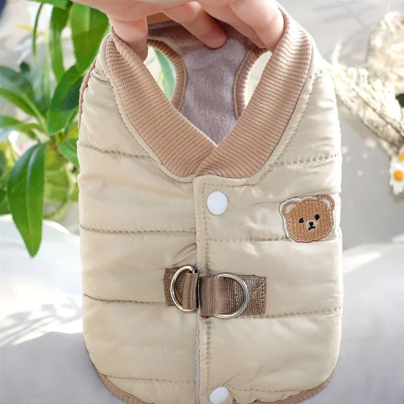 Pet Puppy Clothes Winter Warm Vest Teddy Beige Bear Down Jacket Bichon's Thickened Cotton Coat Pet New Year Clothes XS-XL