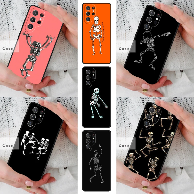 Spooky Skull Funny Dance Skeleton TPU Phone Case for Samsung Galaxy S26 S25 S24 S23 S22 S21 S20 Note10 Plus FE Ultra Cover