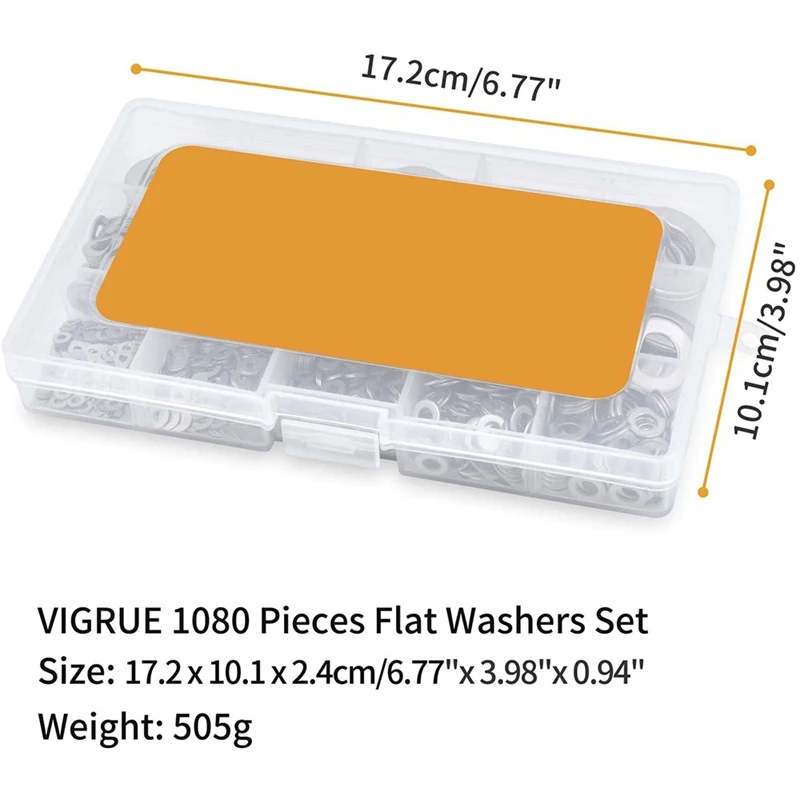 WieshammSet-Rondelles Plates en Acier Inoxydable, 1080 Pièces, 11 Tan