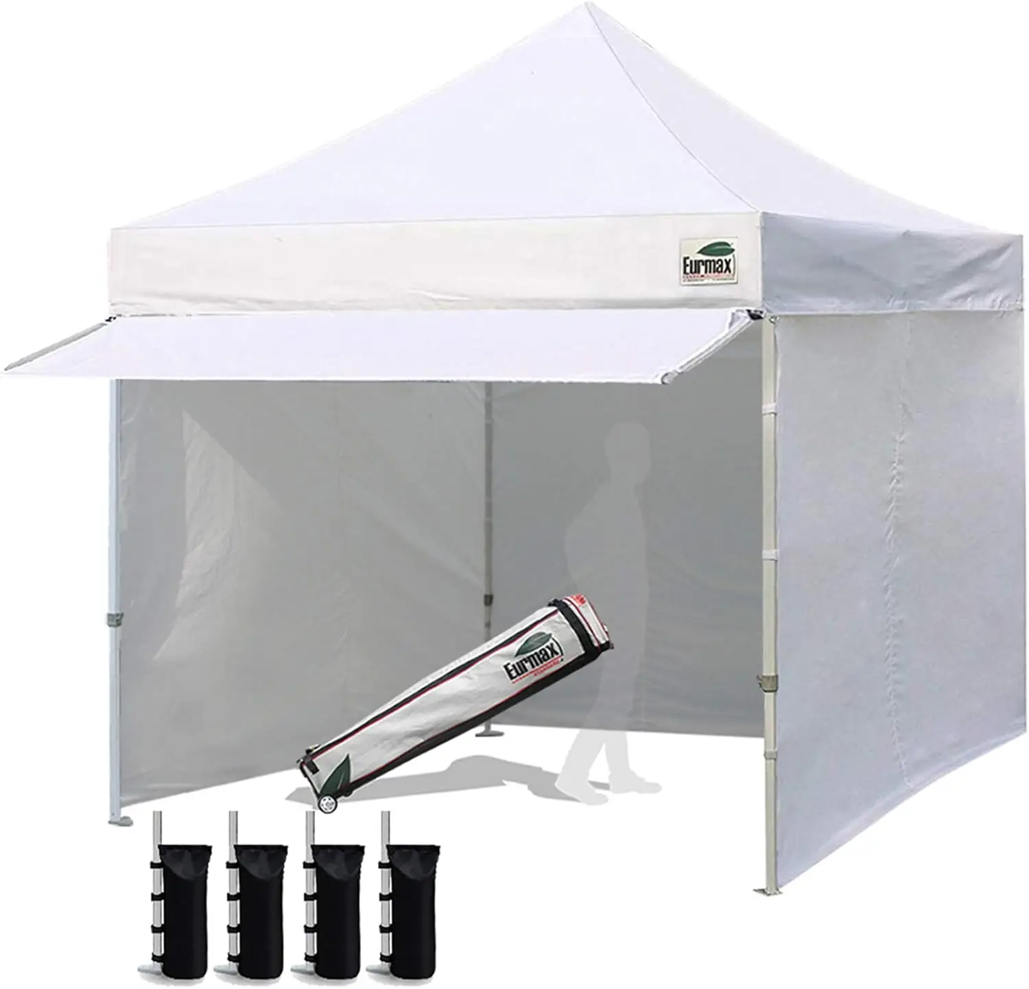 USA 10 x 10 Pop up Canopy Commercial Tent Outdoor Party Canopies with 4 Removable Zippered Sidewalls and Roller Bag Bonus 4 Cano