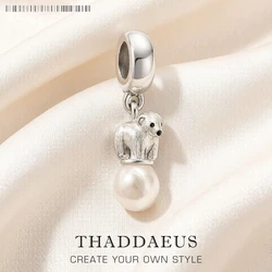 Ice Polar Bear Dangle Charm Sterling Silver 925 Fine Jewelry Women Sweet Mother Love Gift