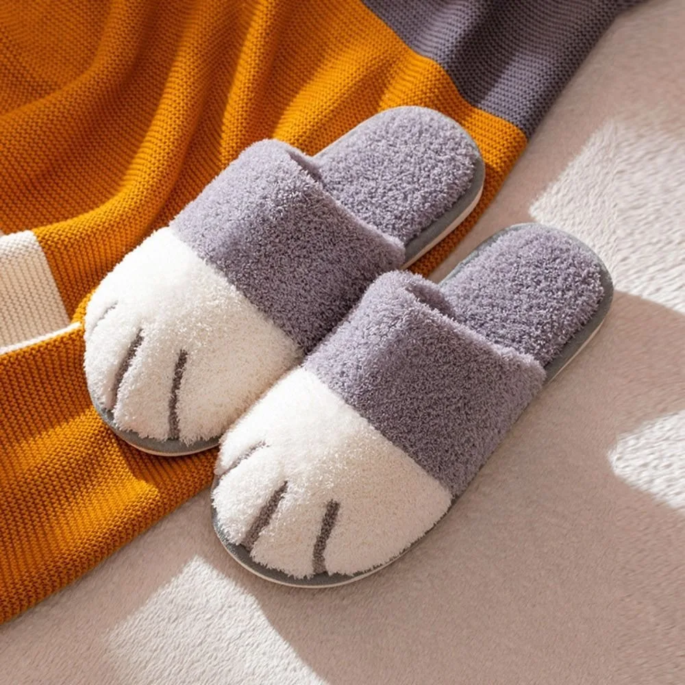 

Shoes Kitty Plush Cat Paw Slippers Creative Cute Cat Claw Slippers Animal Thick Sole Winter Fluffy Slides Women