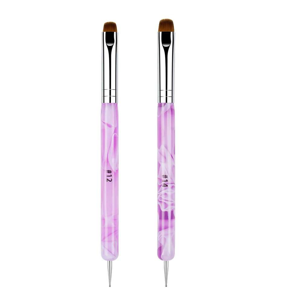 2 pezzi set francese pennello per manicure gel acrilico pennelli per unghie strumento per punteggiare a doppia estremità penna per nail art manicure cuticola pulita pittura