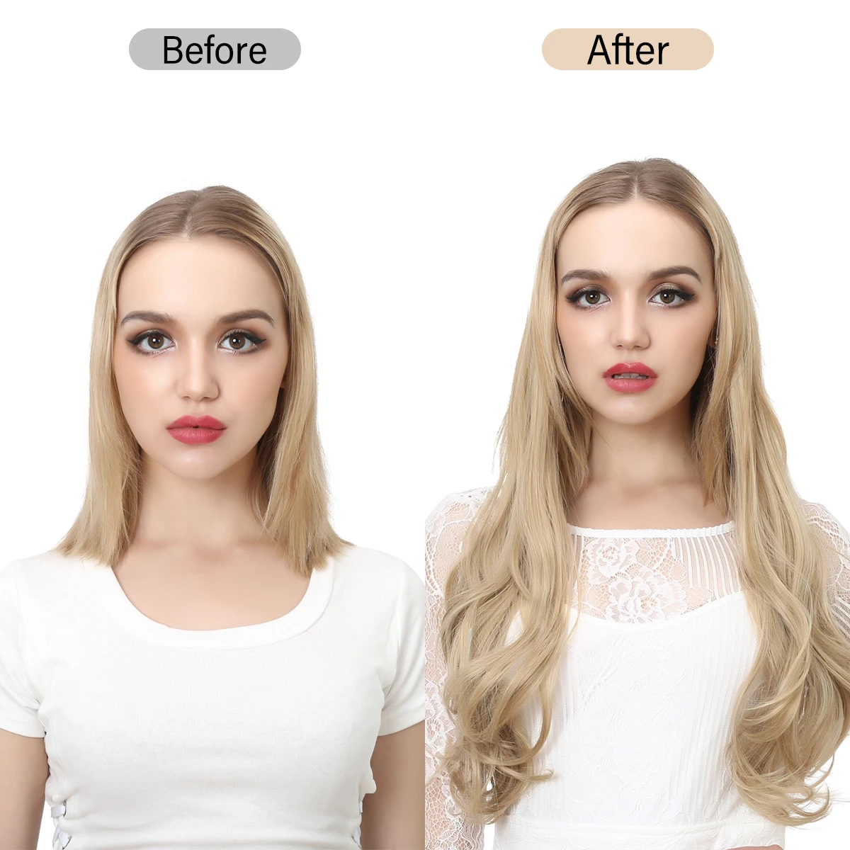 Premium Synthetic Invisible Wire With Clip Hair Extensions Daily Use Hairpieces Long Natural Wavy Fake Hair piece Woman 2028