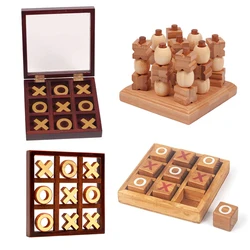 Ahşap Tic Tac Toe oyunu 3D XO satranç tahtası Montessori ción Montessori ebeveyn çocuk interaktif oyuncaklar parti hediyeler Juegos De Inteligencia