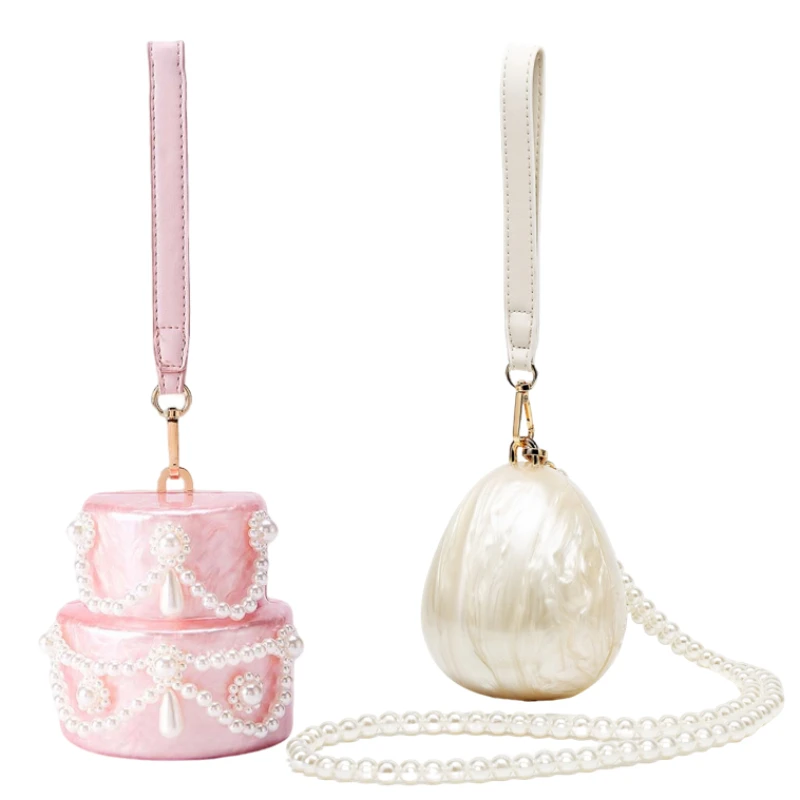 

Whimsical Shapes Evening Bag Elegant Clutch Purse,Women Bead Chain crossbody Shoulder Bag,Luxury Shell Acrylic banquet Sling Bag