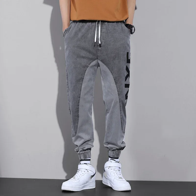 

Men Jeans Pants Hip Hop Style Trendy Male Streetwear Jogging Comfort Washed Denim Trousers