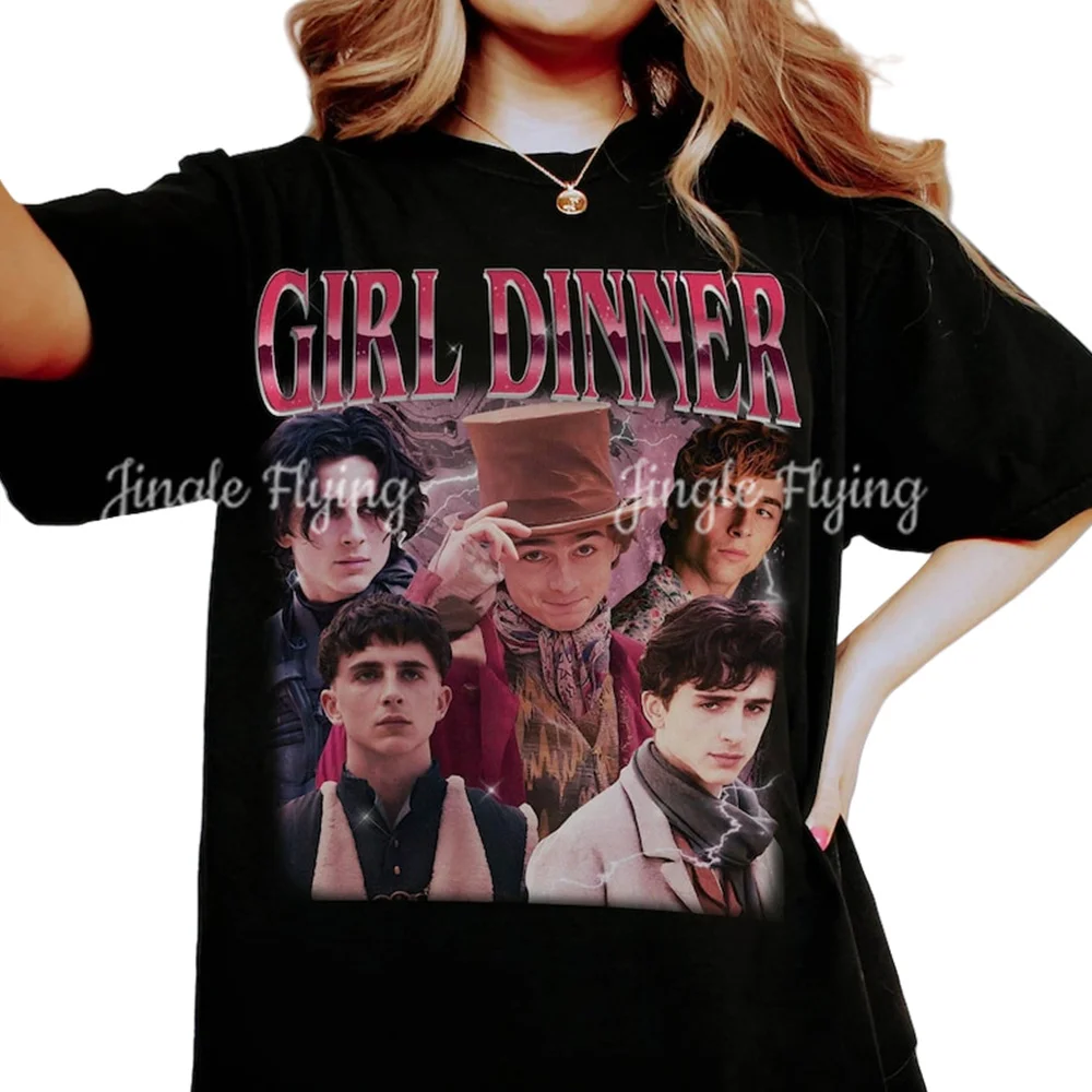 Girl Dinner Timothee Chalamet T Shirt Vintage Bootleg Gift For Women And Man