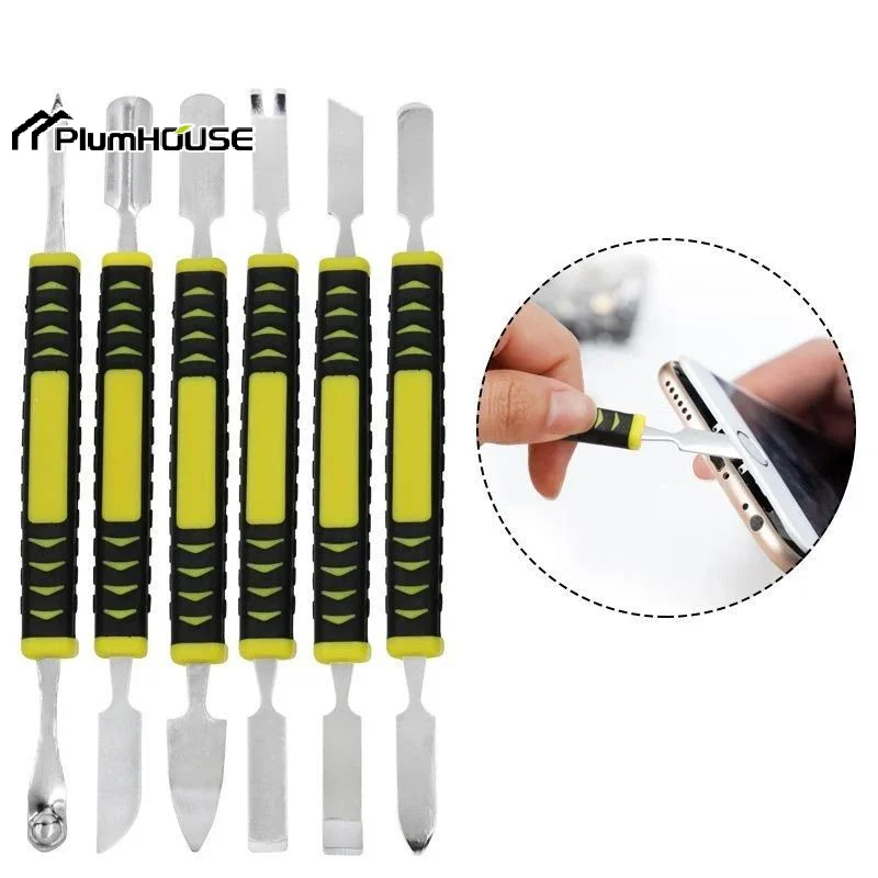 6PCS Metal Crowbar Prying Opening Repair Tool Kit For Mobile Phone Notebook Dual Heads Metal Spudger Home Hand Tools Sets