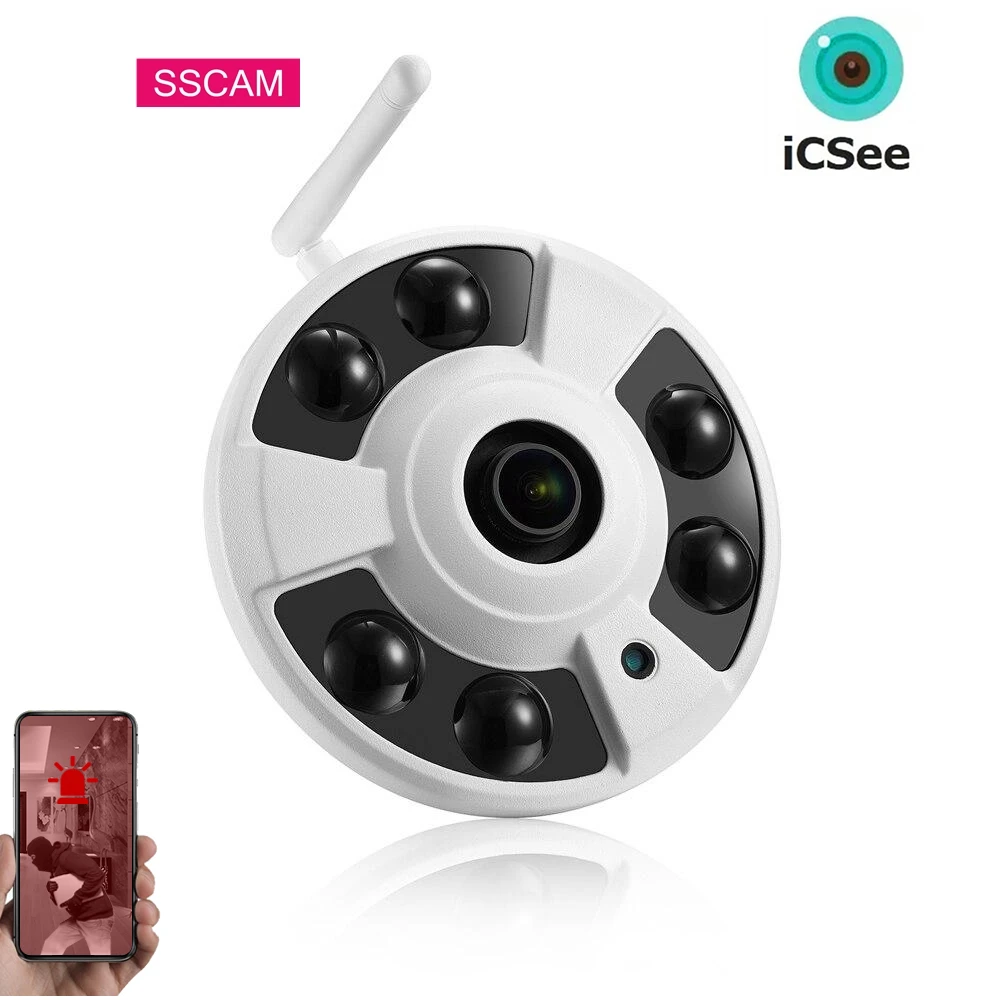 1080P Wireless IP Dome Camera P2P iCSee Wifi 180 Degree Wide Angle ONVIF Video Audio Surveillance CCTV Camera 20M Infrared