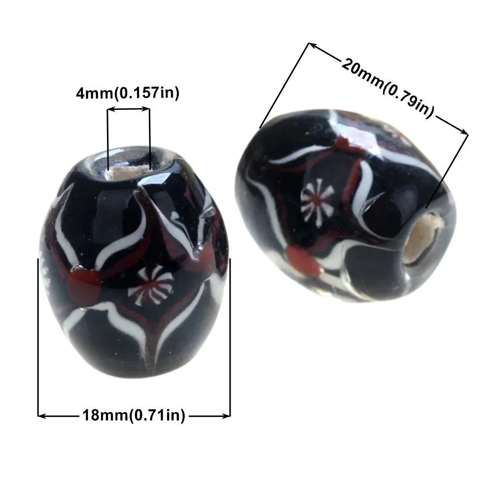 1 قطعة 20 مللي متر عالية المستوى اليدوية شكل بيضاوي Lampwork الزجاج الخرز DIY بها بنفسك موضة الزهور السحر ل قلادة صنع المجوهرات اكسسوارات #5