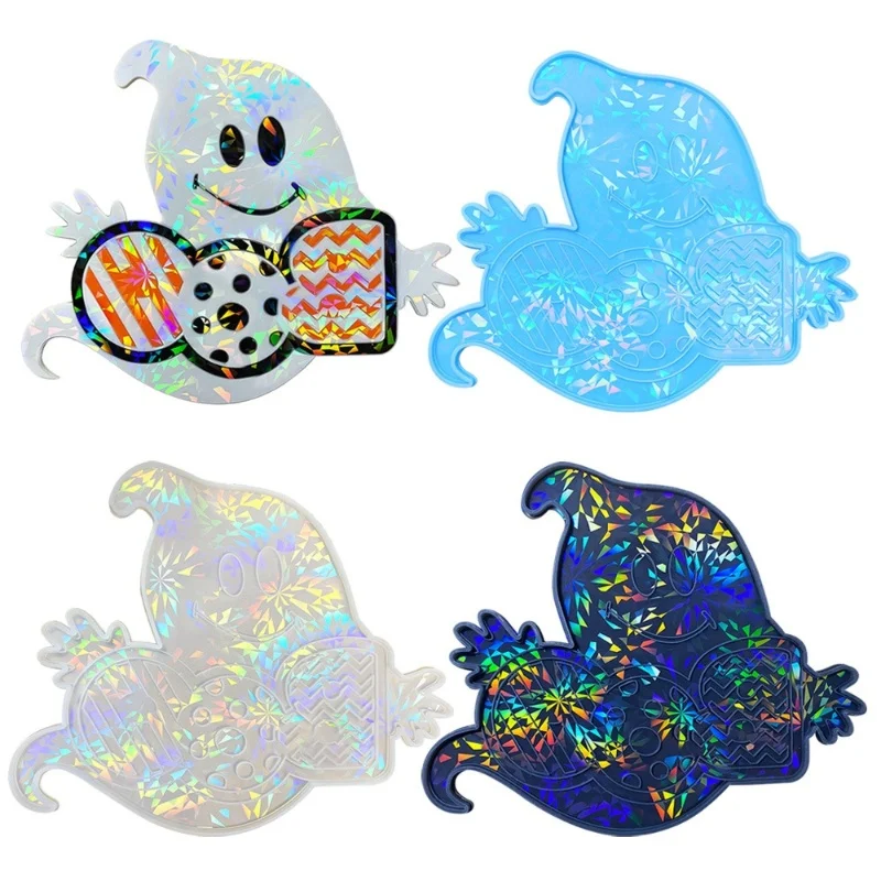 

DIY Halloween Holographic Laser Doorplate Silicone Mold Handmade Decoration Pendant Ornament Cake Baking Resin Mold Home Crafts