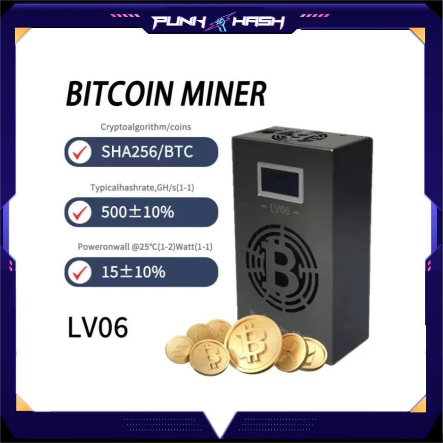 Win 3.125BTC Bitaxe FBTC Upgraded Lucky Miner LV06 BM1366 Solo Mining 500GH/S BTC Lotto Mining Machine With 5V 6A Power Supply