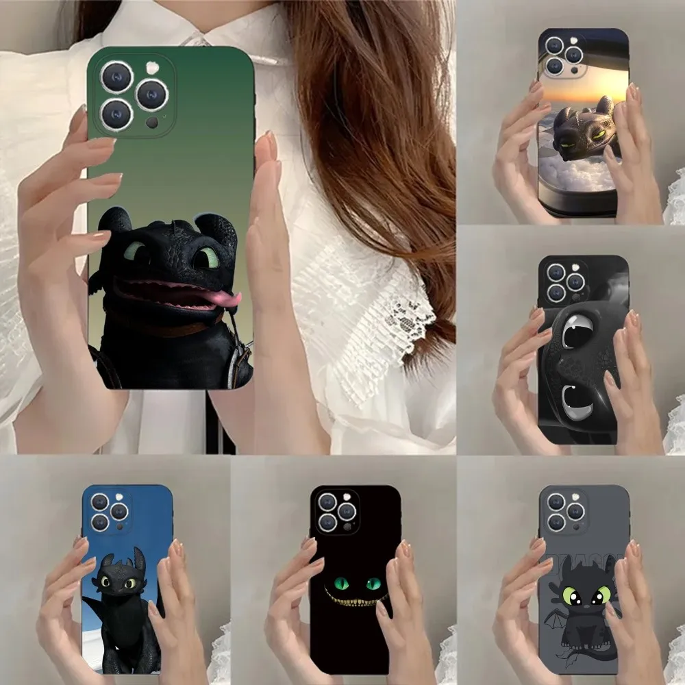 

cute T-Toothless Phone Case For iPhone 15,14,13,12,11,Plus,Pro Max,XS,X,XR,SE,Mini,8,7 Soft Silicone Black Cover