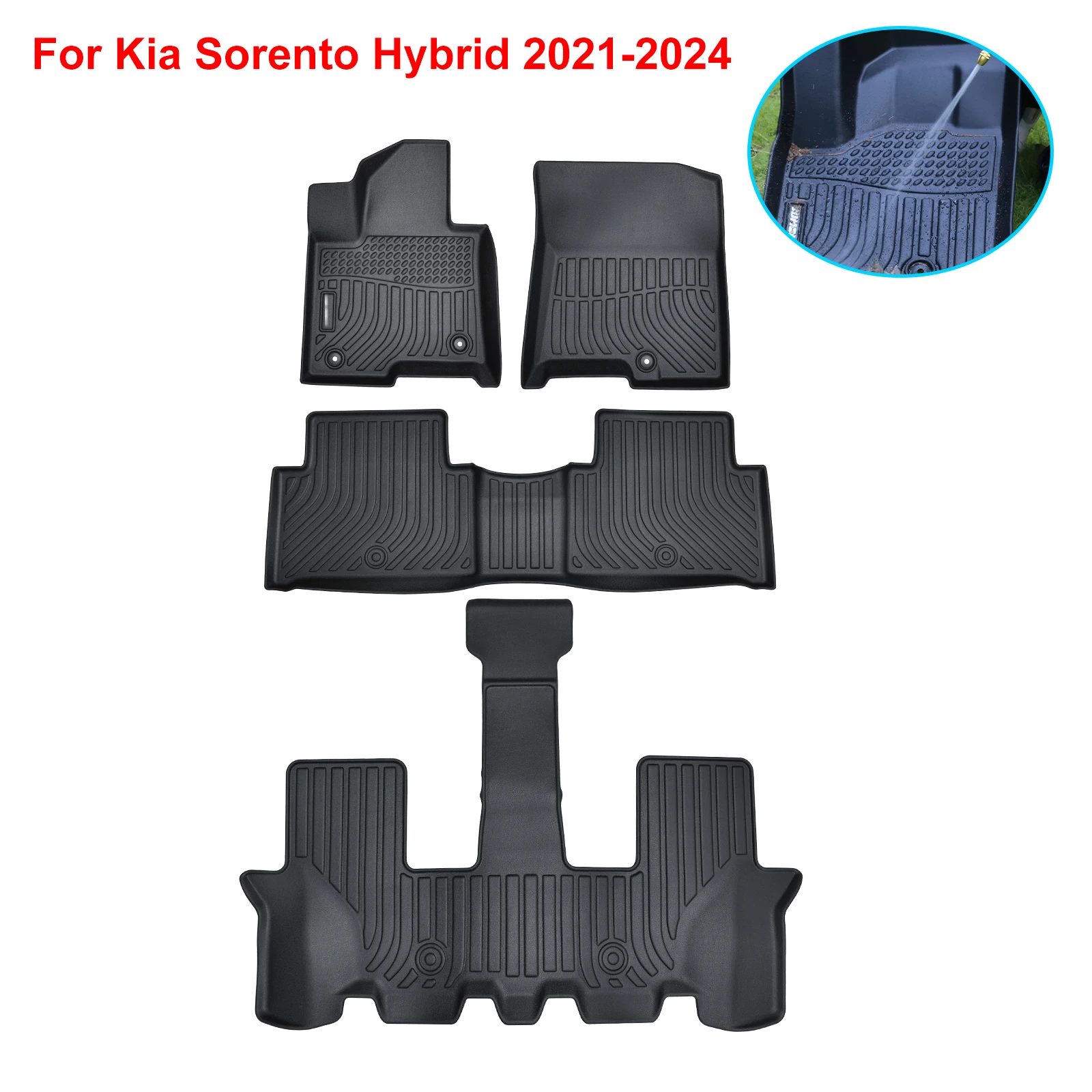 

For Kia Sorento Hybrid 2021-2024 6 Seat Car Floor Mats All Weather Waterproof Protective Pad Carpete Fit Car Floor Liner Set