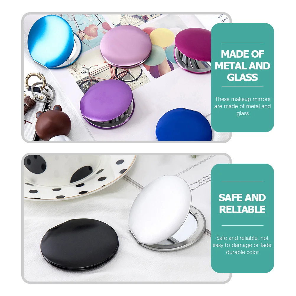 

6pcs Portable Small Round Foldable Mini For Makeup Trip Compact Lightweight Pocket Mirror Practical Travel Mirror