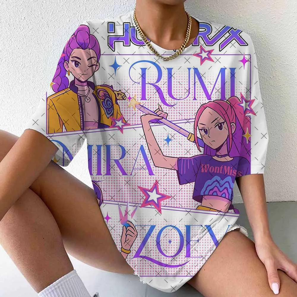 

New K-Pop Demon Hunters T-Shirt Harajuku Saja Boys Derpy Tiger Print Fashion Women Men Short Sleeve Summer Casual T-Shirt Top