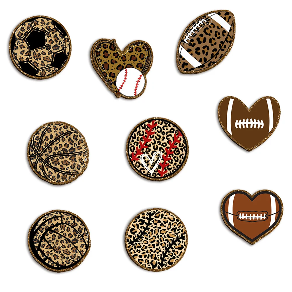 Sports Ball Sports Enthusiast Color Glitter Acrylic Flatback for Badge Reels Magnets Keychains DIY Badge Reel Attachment Craft