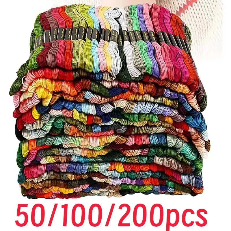 50/200 Stück Mehrfarbiger Stickgarn Kreuzstich-Fäden Nähgarn Bastelgarn DIY Nähwerkzeuge
