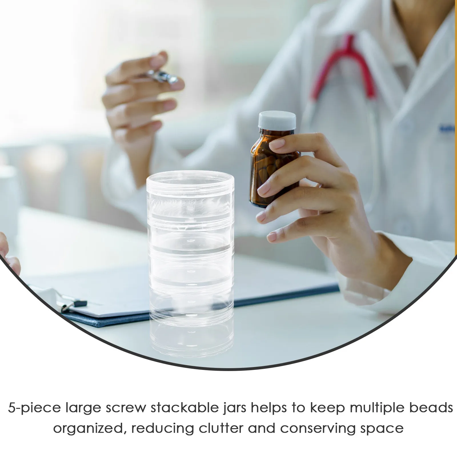 

Large Cylinder Stackable Transparent Plastic Storage Container Box for Jewelry Beads Cosmetics Organizer 5 Layer Round