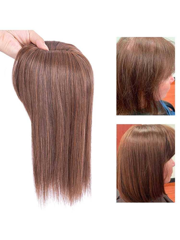 Extensions de cheveux synthétiques à clipser avec frange pour femmes, faux postiche droite, 3clips, 1 pièce