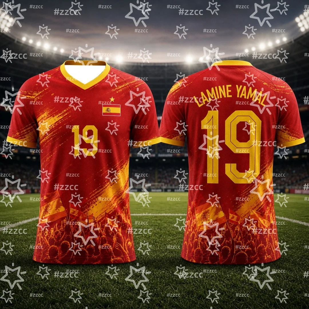 2026 Spanien Fan-Geschenke Lamine Yamal Nr. 19 Fußballtrikot Sommer Sport Herren T-Shirt Kinderbekleidung Tee Y2k Damen ﻿ – Detail 2