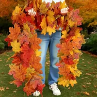 70M Artificial Maple Leaf Garland Fake Plant Hanging Vine Outdoor Garden Wall Wedding Halloween Decoration Party Home Decor