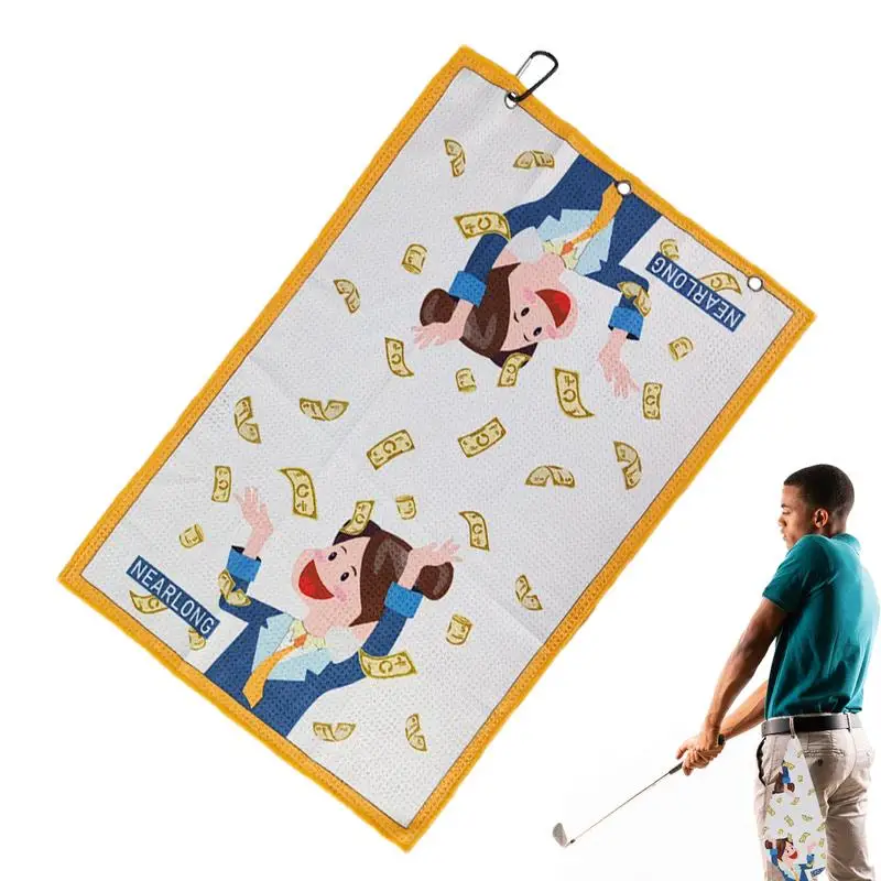 Golf Towels For Men Cute Pattern Microfiber Cart Towel Dry Golf Club Cleaning Towel With Carabiner Clip For Husband Men Golf Fan