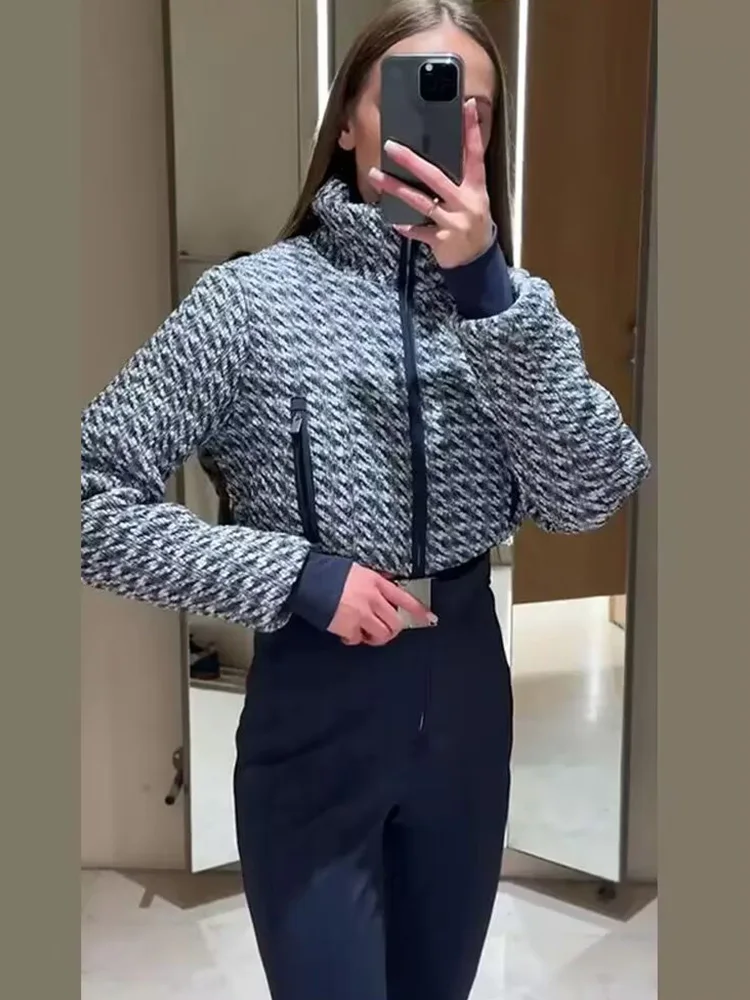 Kombinezon damski HH Fashion z stójką, zapinany na zamek, z kieszeniami, długi rękaw, łączony pasek, ocieplany kurtka-kombinezon na narty, bawełniany.