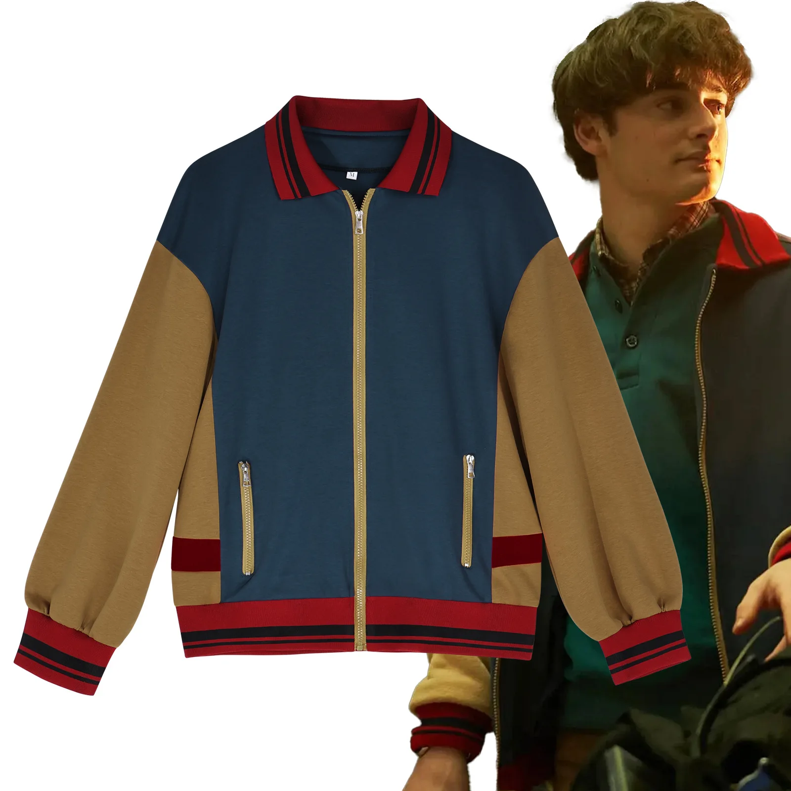

Hawkins Will Byers Cosplay Jacket 80s Retro Blue Brown Patchwork Coat Adult Halloween Party Carnival Costume