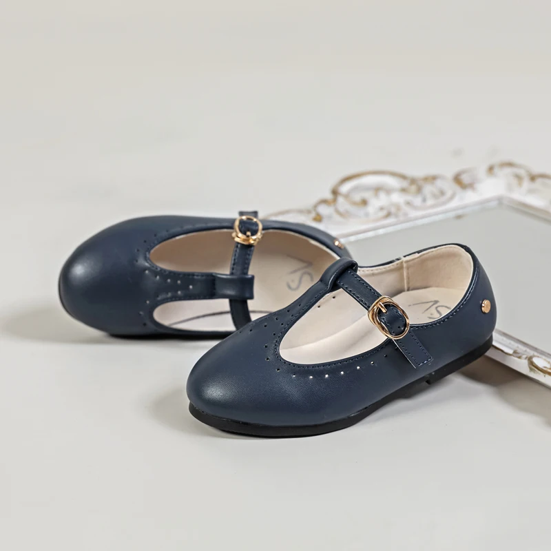 Sapatos infantis Princess T Bar, Baby Girls Fashion Brand Shoes, Toddler Ballet Flats, sapato de vestido infantil, Novo