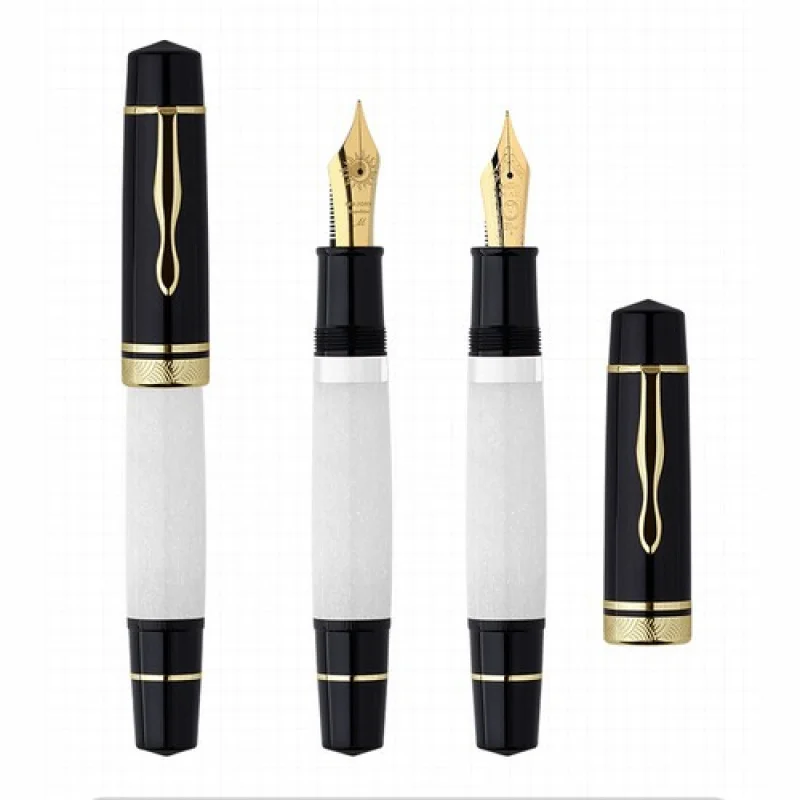 

Перьевая ручка с поршнем A+Majohn P139 # 6 # Перо EF/F/M 8, белая ручка с латунной поршневой системой