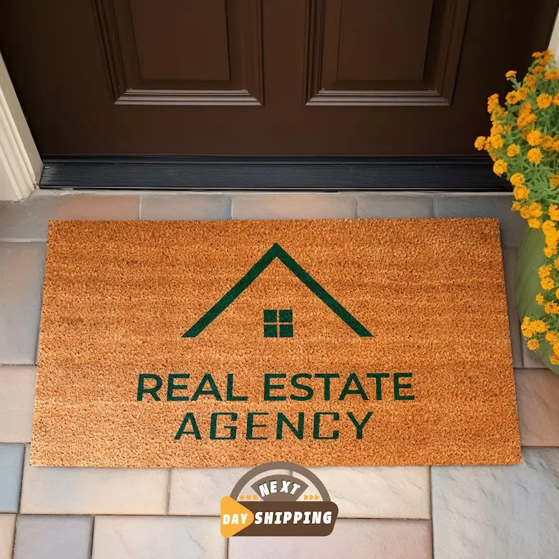 

Customized Logo Photo Text Welcome Doormat Coir Corporate Logo Business Entrance Porch Design Mats Anti-slip Absorbent doormats