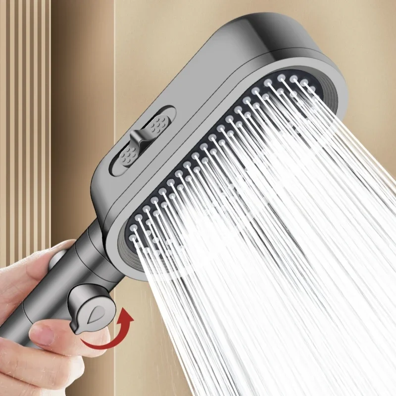 

3 Mode Shower Head with Stop Button Flow Adjustable High Pressure Water Boost Shower Head Built in Filter Bathroom Accessories