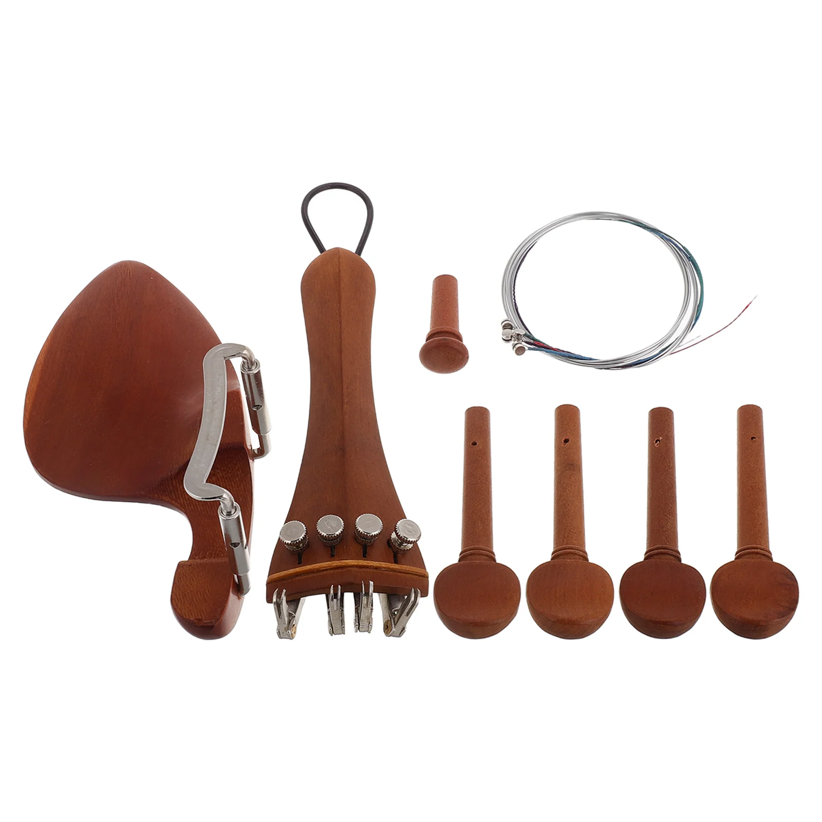 

1Set Violin Parts Wood Pegs Tailpiece Chin Rest Fine Tuners Screws Full Kit Easy Install Suitable for Beginner and Pro Violin