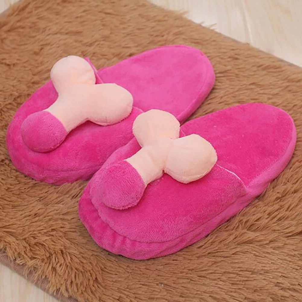 

2024 Creative Breast Penis Pattern Women Men Cozy Soft Skid-proof Warm Plush Indoor slippers House Soft Casual Shoes For Women