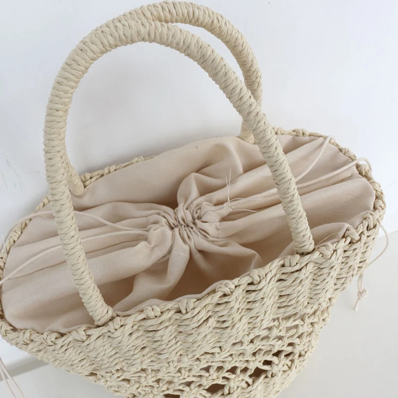 Beach Bag For Women Summer 2023 New Hot Basket Woven Straw Braided With Top Handle Handbags Shopping Party Fashion Bucket Clutch