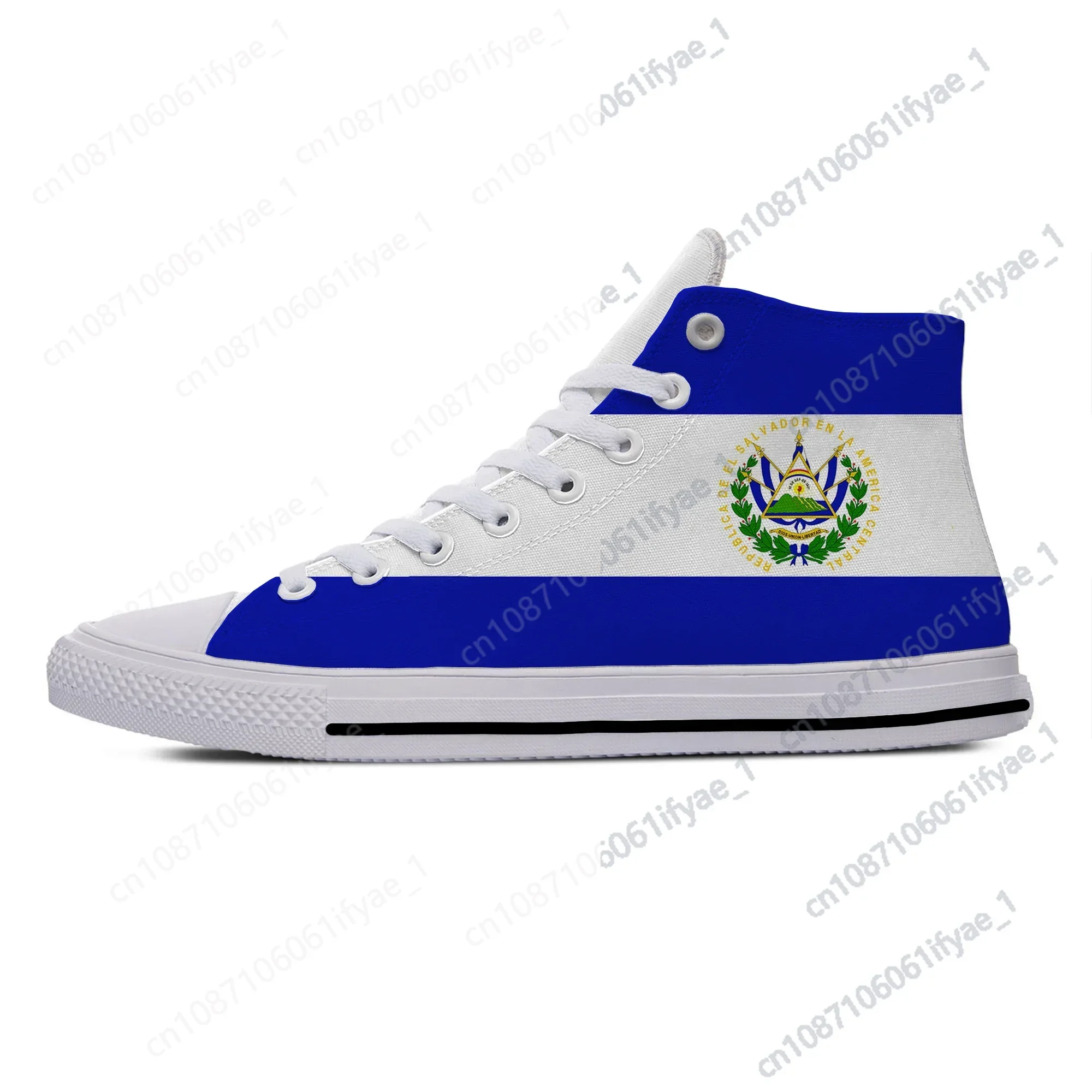 Hot Summer El Salvador Flag Popular Funny novità Casual Board Shoes High Top leggero traspirante uomo donna ultime Sneakers