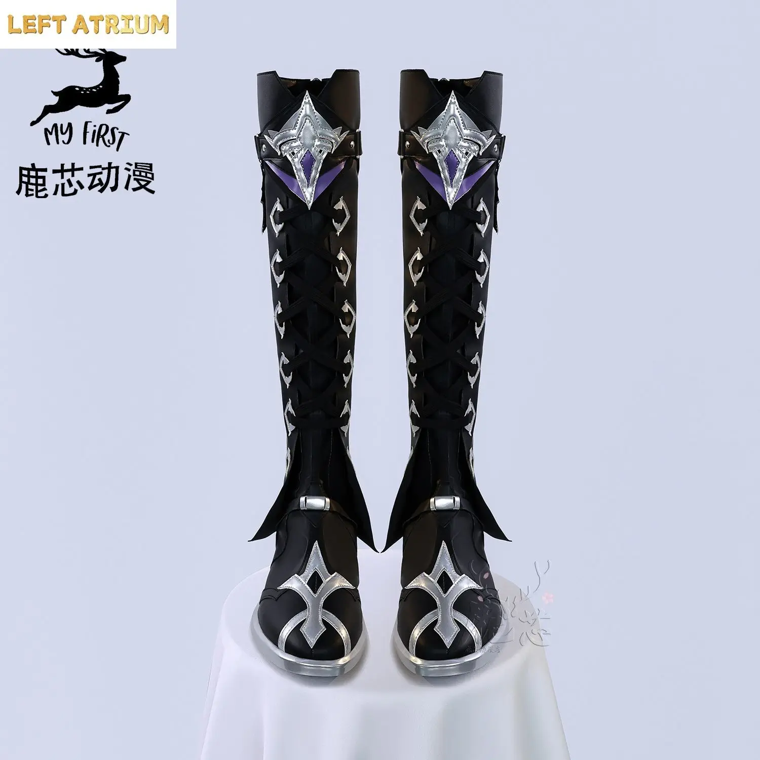 

Genshin Impact Flins Game Cosplay Shoes Boots Black Long Boots Roleplay Halloween Carnival Party Props Accessories For Women Men
