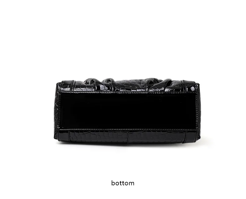 Aidrani Neue Glänzende Kroko-Muster Lackleder Handtasche für Damen mit Geflochtenem Griff und Metallkette, Crossbody Alltagstasche – Detail 11