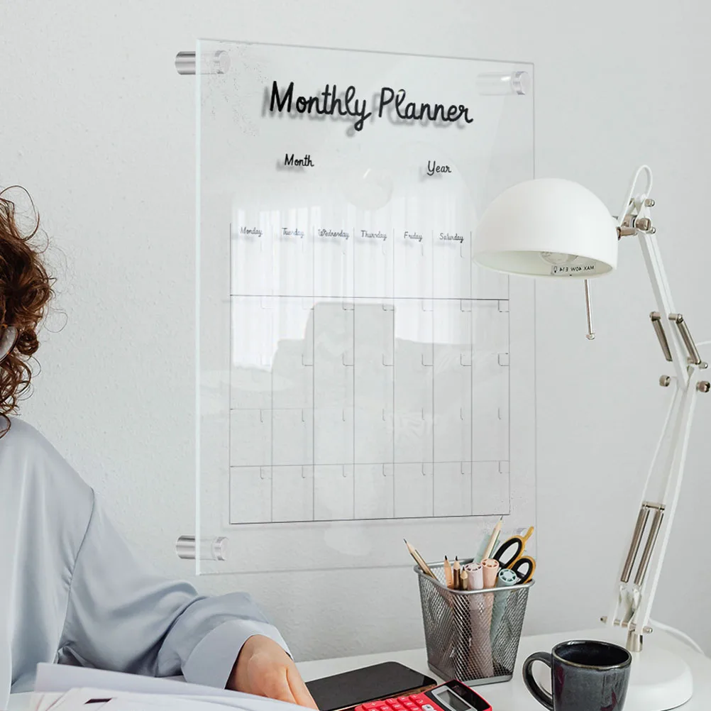 Acrylic Note Board Erasable Clear Calendar for Wall Message Sign Writing Memo Blackboard