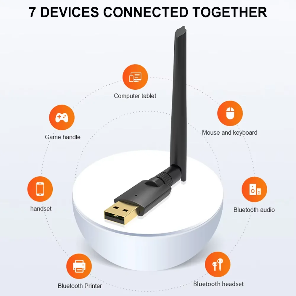 USB Bluetooth 5,1 адаптер адаптера дальнего действия 200 м для ПК, ноутбука, беспроводной динамик, аудиоприемник, передатчик