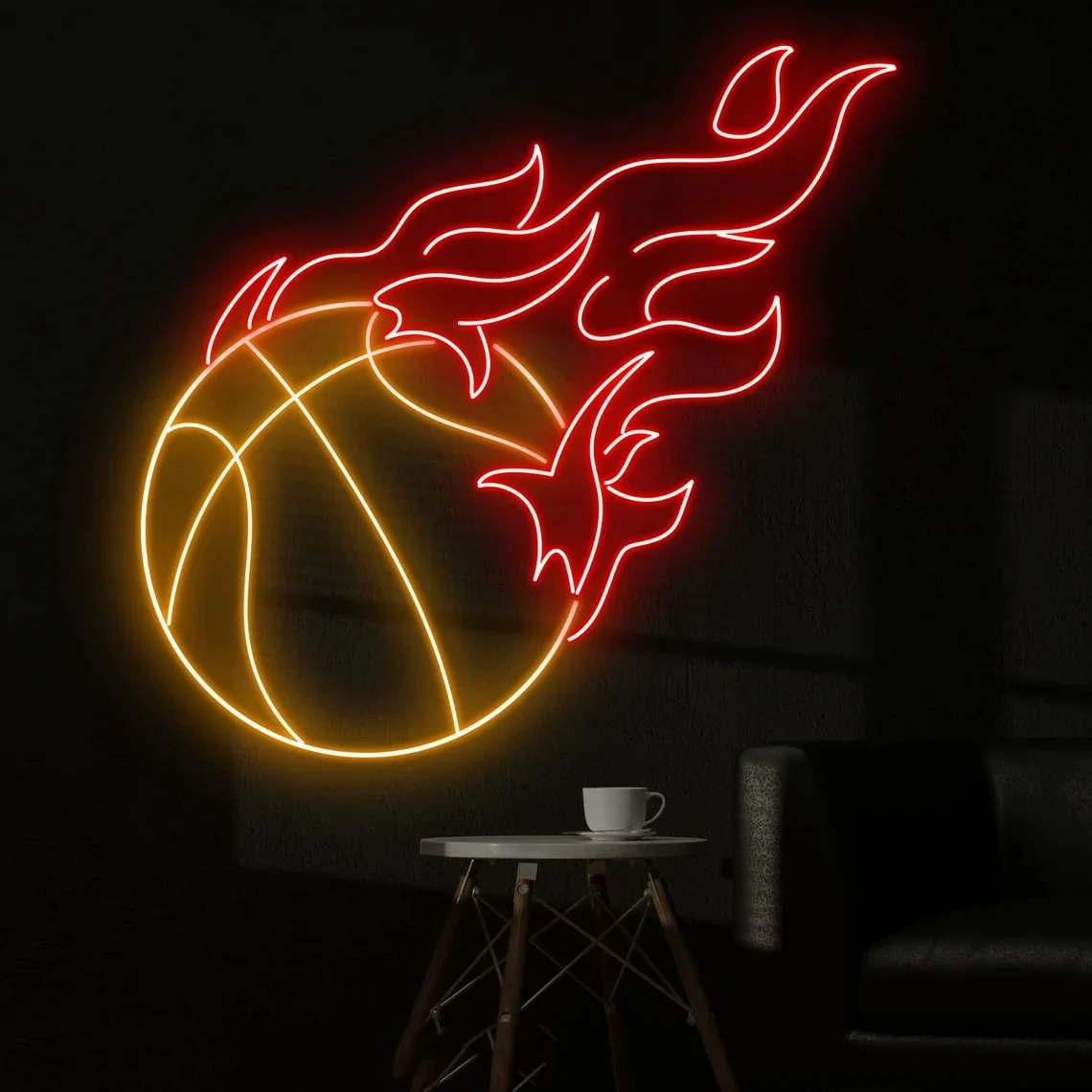 Basketball Fire Neon Sign Basketball Shop Decor Neon Sign Basketball Led Light Basketball Lover Gift