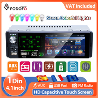 Podofo 1 DIN 4.1'' Car Stereo Radio HD Touch Screen MP5 player BT FM RDS AUX Bluetooth Steering Wheel Control Multimedia Player