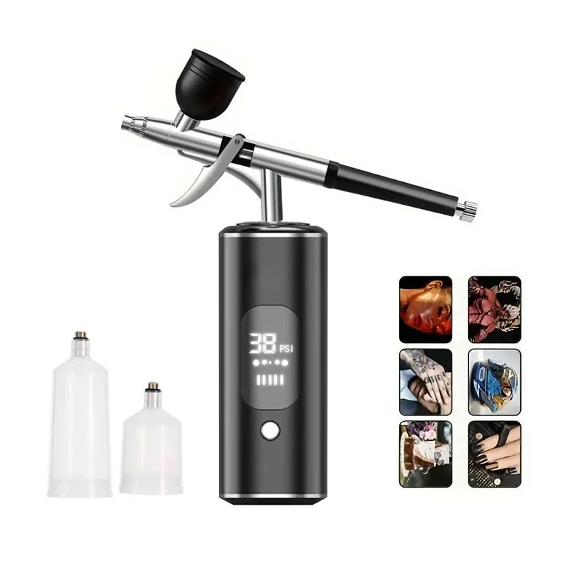 38PSI Air Brush Set, Rechargeable Cordless Air Brush Compressor, Automatic Handheld Air Brush Gun, Portable Cordless Air Brush S