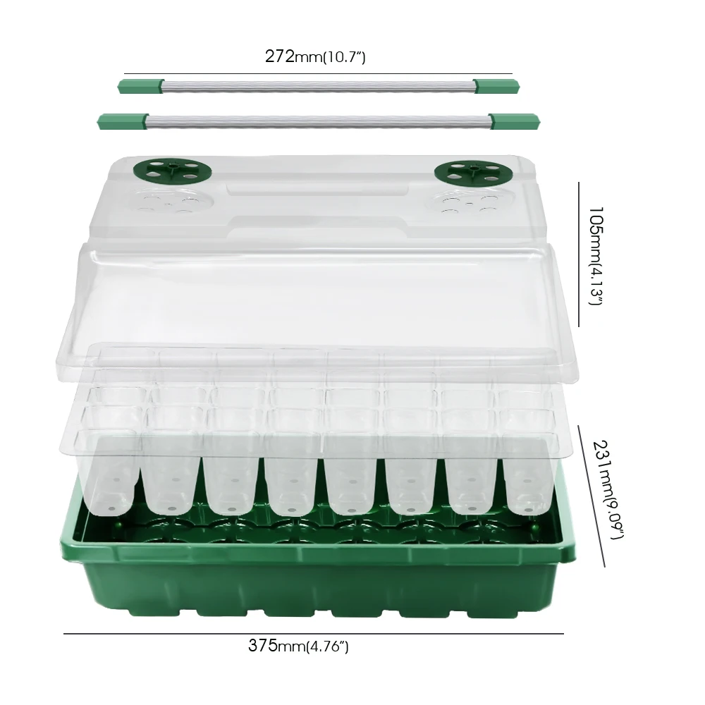 New Seed Starter Trays with High Dome Germination Box Kit-40/80 Cells 2/4 LED Grow Lights Smart Timer & 3 Modes for Home Garden