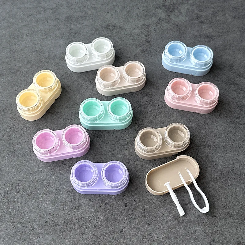 1 قطعة حالات العدسات اللاصقة شفافة ملونة عدسات لاصقة فتاة المحمولة الجمال تلميذ صندوق تخزين صناديق حاويات العناية بالعين