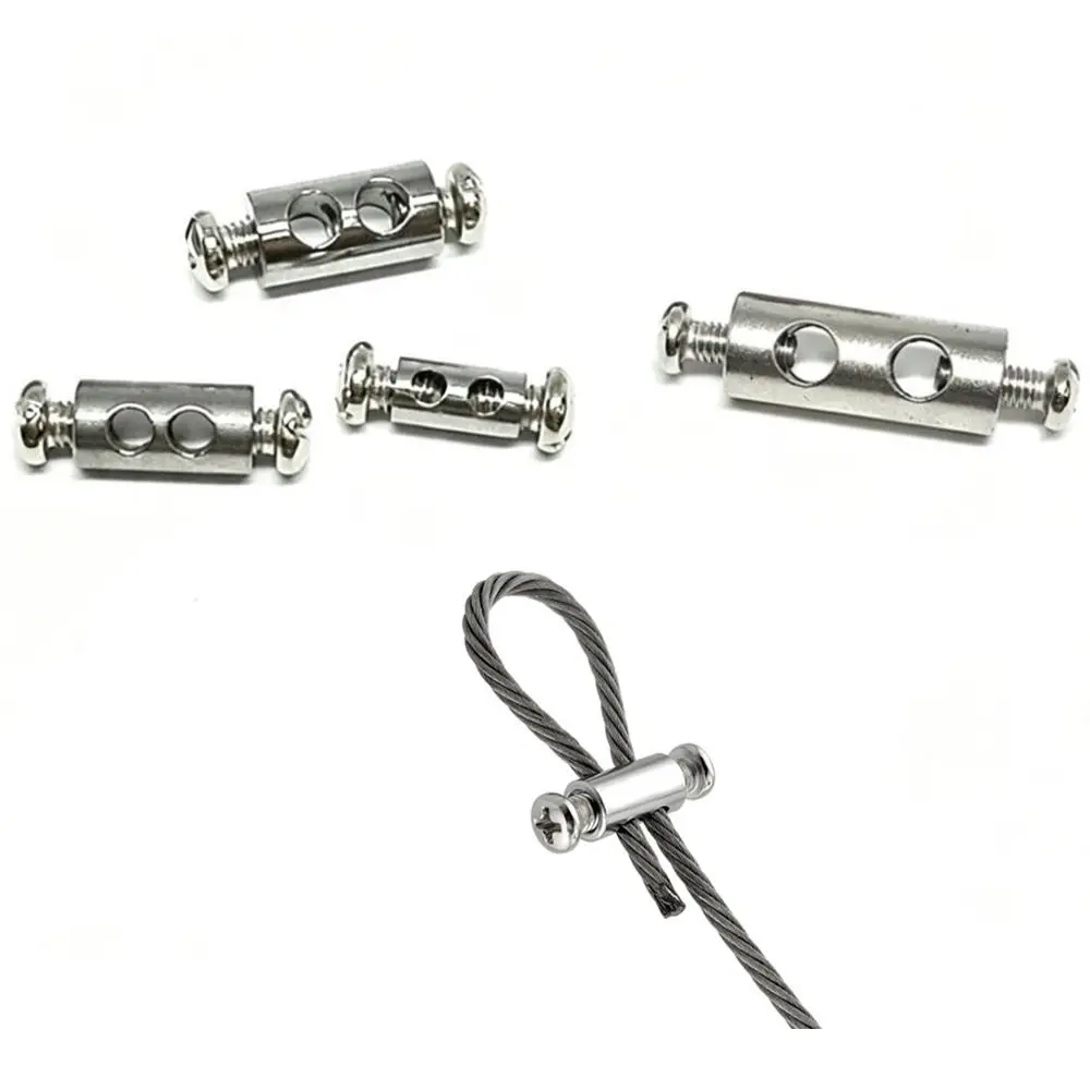 10Pcs Double Hole Cable Clamp Adjustable 1.5-5mm Wire Thread Locker Clamps Portable Multi Purpose Steel Cable Fastener